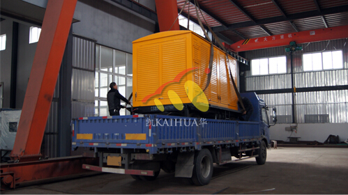 400KW上柴移动式柴油发电机组吊装现场