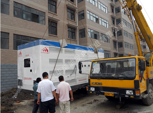 凯华600KW低噪音柴油发电机组合肥项目安装过程